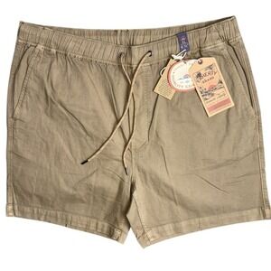 Faherty Mens XL Essential Drawstring Shorts Oakwood Khaki 6.5" Inseam Organic‎